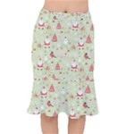 Christmas Pattern, Christmas Tree, Santa Short Mermaid Skirt