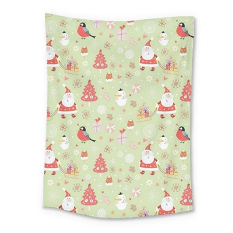 Christmas Pattern, Christmas Tree, Santa Medium Tapestry from ArtsNow.com