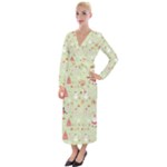 Christmas Pattern, Christmas Tree, Santa Velvet Maxi Wrap Dress