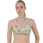 Christmas Pattern, Christmas Tree, Santa Criss Cross Racerback Sports Bra