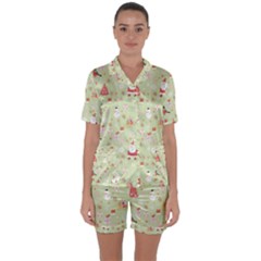 Satin Short Sleeve Pajamas Set 