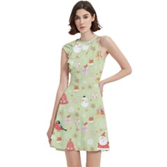 Cocktail Party Halter Sleeveless Dress With Pockets 