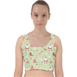 Christmas Pattern, Christmas Tree, Santa Velvet Racer Back Crop Top