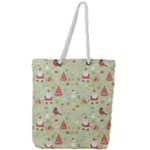 Christmas Pattern, Christmas Tree, Santa Full Print Rope Handle Tote (Large)