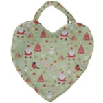 Christmas Pattern, Christmas Tree, Santa Giant Heart Shaped Tote