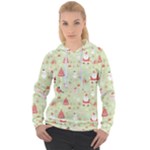 Christmas Pattern, Christmas Tree, Santa Women s Overhead Hoodie