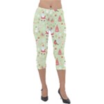 Christmas Pattern, Christmas Tree, Santa Lightweight Velour Capri Leggings 