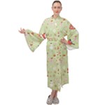 Christmas Pattern, Christmas Tree, Santa Maxi Velvet Kimono