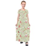 Christmas Pattern, Christmas Tree, Santa Kids  Short Sleeve Maxi Dress