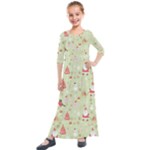 Christmas Pattern, Christmas Tree, Santa Kids  Quarter Sleeve Maxi Dress