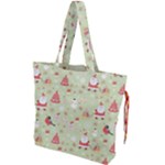 Christmas Pattern, Christmas Tree, Santa Drawstring Tote Bag