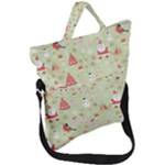 Christmas Pattern, Christmas Tree, Santa Fold Over Handle Tote Bag