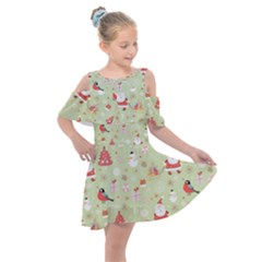 Kids  Shoulder Cutout Chiffon Dress 