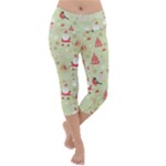 Christmas Pattern, Christmas Tree, Santa Lightweight Velour Capri Yoga Leggings