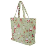 Christmas Pattern, Christmas Tree, Santa Zip Up Canvas Bag