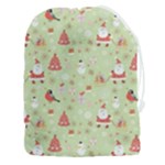 Christmas Pattern, Christmas Tree, Santa Drawstring Pouch (3XL)