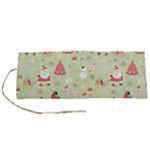 Christmas Pattern, Christmas Tree, Santa Roll Up Canvas Pencil Holder (S)