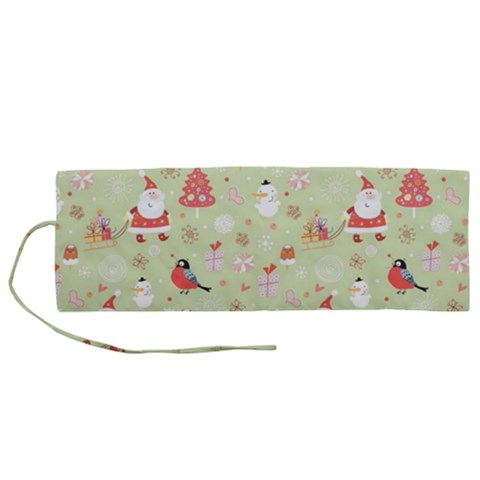 Christmas Pattern, Christmas Tree, Santa Roll Up Canvas Pencil Holder (M) from ArtsNow.com