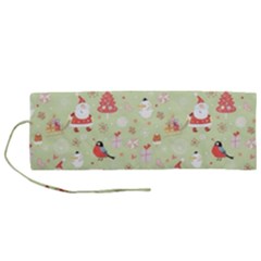 Christmas Pattern, Christmas Tree, Santa Roll Up Canvas Pencil Holder (M) from ArtsNow.com