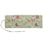 Christmas Pattern, Christmas Tree, Santa Roll Up Canvas Pencil Holder (M)