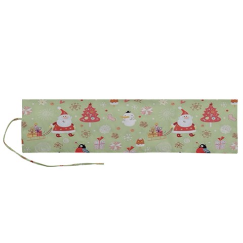 Christmas Pattern, Christmas Tree, Santa Roll Up Canvas Pencil Holder (L) from ArtsNow.com