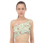 Christmas Pattern, Christmas Tree, Santa Spliced Up Bikini Top 