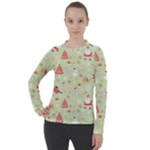 Christmas Pattern, Christmas Tree, Santa Women s Pique Long Sleeve T-Shirt