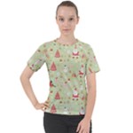 Christmas Pattern, Christmas Tree, Santa Women s Sport Raglan T-Shirt