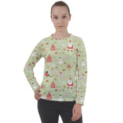 Christmas Pattern, Christmas Tree, Santa Women s Long Sleeve Raglan T