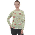 Christmas Pattern, Christmas Tree, Santa Women s Long Sleeve Raglan T-Shirt