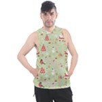 Christmas Pattern, Christmas Tree, Santa Men s Sleeveless Hoodie