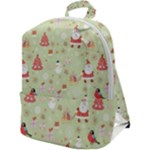 Christmas Pattern, Christmas Tree, Santa Zip Up Backpack