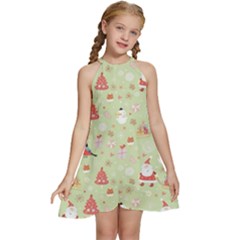 Kids  Halter Collar Waist Tie Chiffon Dress 