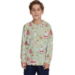 Christmas Pattern, Christmas Tree, Santa Kids  Crewneck Sweatshirt