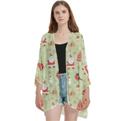 Open Front 3/4 Sleeve Batwing Chiffon Cardigan Kimono 