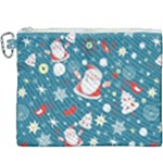 Christmas Pattern, Pattern, Christmas, Santa, Blue Canvas Cosmetic Bag (XXXL)