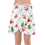 Christmas Pattern, Pattern, Christmas, Trees, Santa Wrap Front Skirt