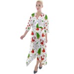 Christmas Pattern, Pattern, Christmas, Trees, Santa Quarter Sleeve Wrap Front Maxi Dress