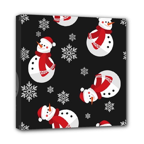 Christmas Texture, Retro Background With Snowmen Mini Canvas 8  x 8  (Stretched) from ArtsNow.com