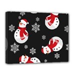 Christmas Texture, Retro Background With Snowmen Canvas 14  x 11  (Stretched)