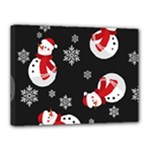 Christmas Texture, Retro Background With Snowmen Canvas 16  x 12  (Stretched)