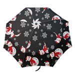 Christmas Texture, Retro Background With Snowmen Folding Umbrellas