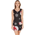 Christmas Texture, Retro Background With Snowmen Bodycon Dress