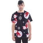 Christmas Texture, Retro Background With Snowmen Men s Sport Mesh T-Shirt