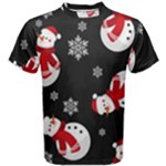 Christmas Texture, Retro Background With Snowmen Men s Cotton T-Shirt