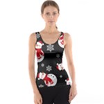 Christmas Texture, Retro Background With Snowmen Women s Basic Tank Top