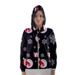 Christmas Texture, Retro Background With Snowmen Women s Hooded Windbreaker