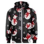 Christmas Texture, Retro Background With Snowmen Men s Zipper Hoodie