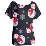 Christmas Texture, Retro Background With Snowmen Women s Oversized T-Shirt