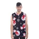 Christmas Texture, Retro Background With Snowmen Men s Basketball Tank Top